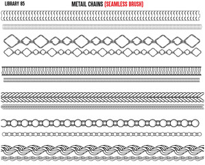 SET OF METAL SHINY CHAINS WITH DIAMNONTE AND ZIRCONS IN METAL CHAINS EDITABLE VECTOR 