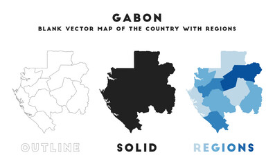 Gabon map. Borders of Gabon for your infographic. Vector country shape. Vector illustration.