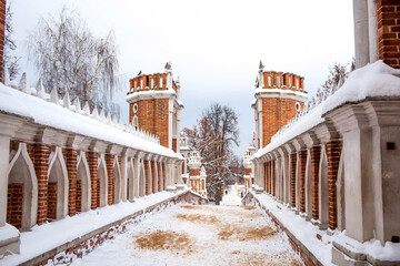 The Tsaritsyno Museum in the city. The business card of Moscow. A beautiful palace on the estate....