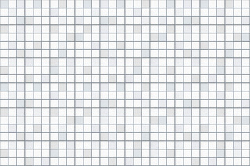 White ceramic square tiles pattern horizontal background. Elegant home interior, bathroom and kitchen wall and floor texture. Vector light grey glossy brick wall background.