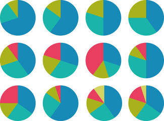 Obraz premium Set of pie charts with various ratio