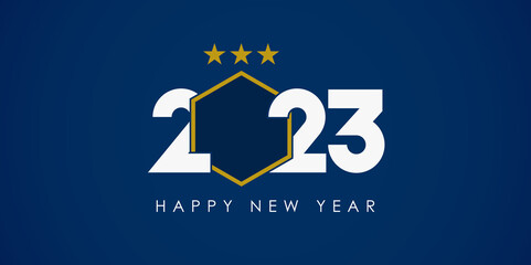 Happy New Year 2023 banner template design with Celebration of the world championship of the French national team concept. Sport banner for New Year. 