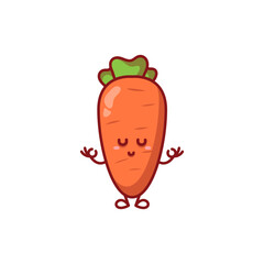 Cute cartoon carrot icon set isolated on white background vector illustration.