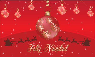 Merry Christmas in Spanish, Feliz Navidad. Vector handwritten lettering cards set.