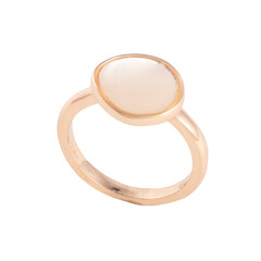 Golden ring on white background, wedding ring, engagement ring, solitaire, luxury wedding ring gift