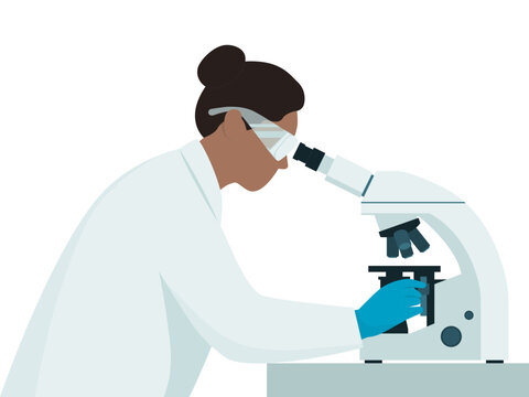 Scientist woman using microscope in the laboratory