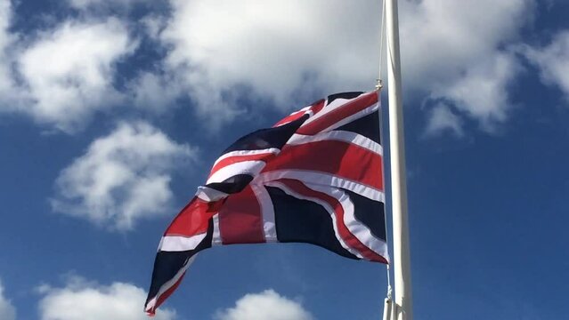 British Union flag flying.