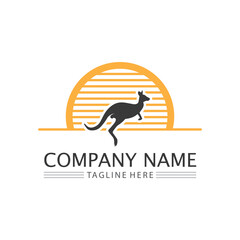 Fototapeta na wymiar kangaroo animal logo and design vector illustrtion