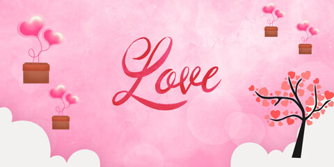 Valentine's background with a pink tree
