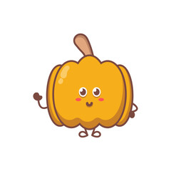Pumpkin. Cute cartoon vegetable vector character set isolated on white