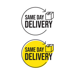 Same day delivery products icon label design vector