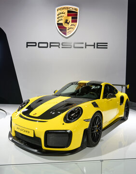 TORONTO, CANADA-FEBRUARY 15, 2018: Porsche 911 GT2 RS at the Canadian International AutoShow in Toronto.