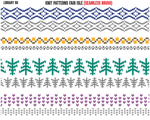 FAIR ISLE PATTERN REPEAT SEAMLESS BRUSH IN EDITABLE VECTOR