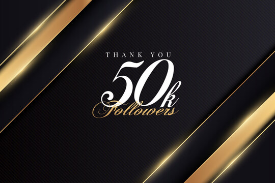 Celebration For 50k Followers With Shiny Gold Line Frame.