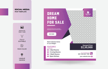 Building industrial Real estate home sale social media marketing post design. Modern Home Sale Social Media post,  Web Banner Design Template. 