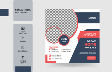 Modern Real Estate Home Sale. Modern Home Sale Social Media post,  Web Banner Design Template. Real estate Instagram social media post web banner. home sale. house sale