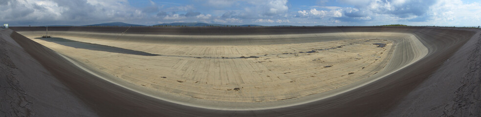 Empty elevated water reservoir of the Dlouhe Strane Hydro Power Plant in Loucna nad Desnou in High...