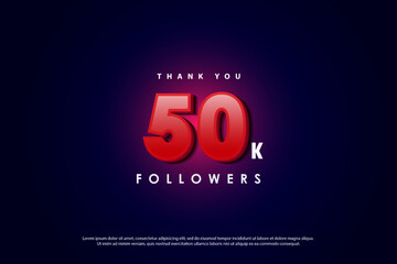 celebration for 50k followers with 3d numbers and red glow effect.