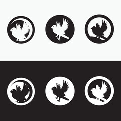 Circle bird animal logo design . icon logo . silhouette logo 