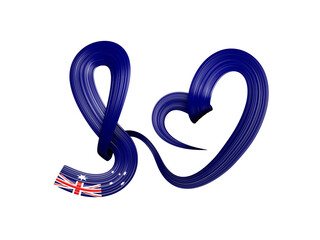 Fototapeta premium Love Australia symbol. Heart flag Ribbon icon. 3d illustration