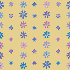 Seamless diaper pattern composed of floral. Blue and purple small flowers are used as elements, suitable for background and wrapping paper design.	