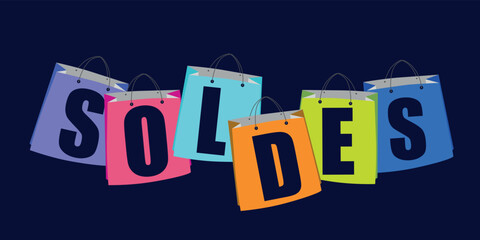 French sale shopping bags illustration - sale banner