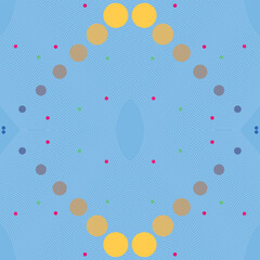 Gradient seamless continuous pattern of colorful dots and white lines. Suitable for wrapping paper and background or fabric printing.	