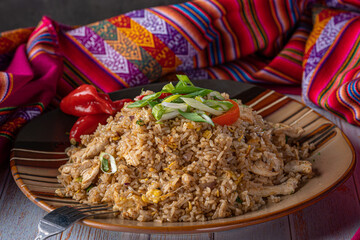 Chaufa de Pollo, Peruvian chicken fried rice.