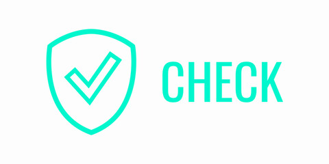 Banner shield check mark icon. Place for your text. Cope space. Vector illustration