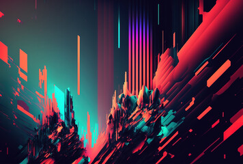 Plakat Background with a vibrant glitch effect and distortion. Generative AI