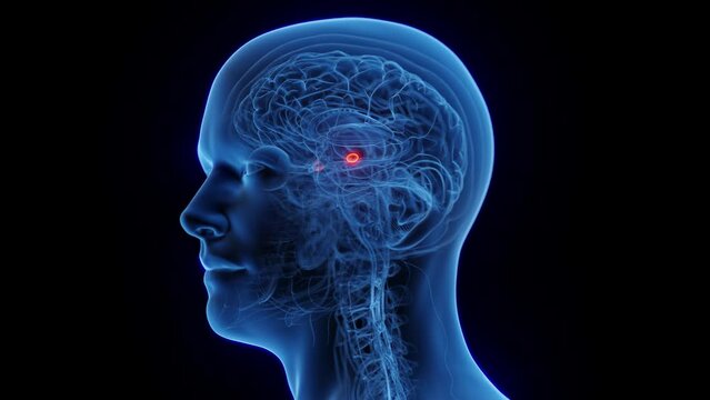 3D medical animation of a man's amygdala
