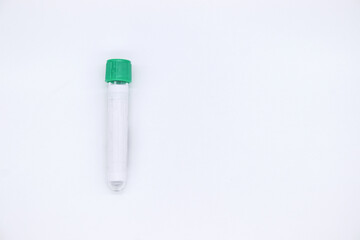vacuum tube for collection blood samples on white background