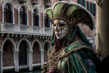 Carnevale de Venezia Venizianischer Karneval Venedig Generative AI Digital ART Illustration