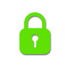 Green padlock icon isolated on white background. Symbol sign lock. Vector illustration.