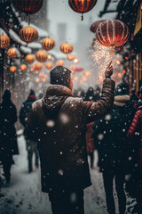Realistic Illustration of Chinese New Year or Celebration Festival created with Generative AI technology
