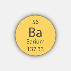 Barium symbol. Chemical element of the periodic table. Vector illustration.