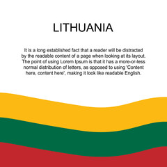 Flag of Lithuania for banner in square white background. Lithuania flag with space for text. Lithuania square banner with flag . vector illustration eps10