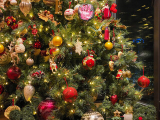 Decorated Christmas Tree Photo, Nisantasi Sisli, Istanbul Turkey 