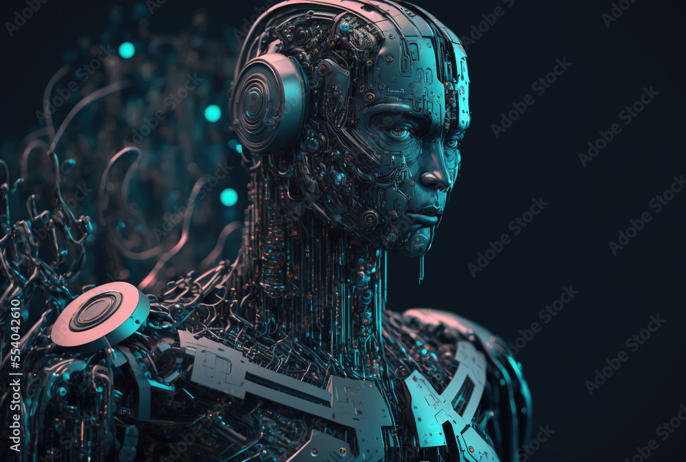 Aufkleber big data driven robotic artificial intelligence technology. generative ai