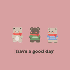 cute bear cartoon flat design background wallpaper vector illustration