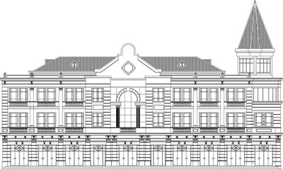  classic old palace model building with white background