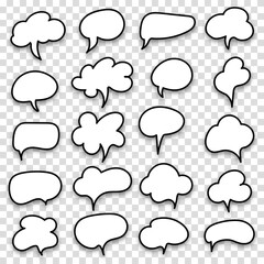 Collection set of speech bubbles on a transparent background. The concept of communication of people in the field of business and everyday affairs. Vector illustration.