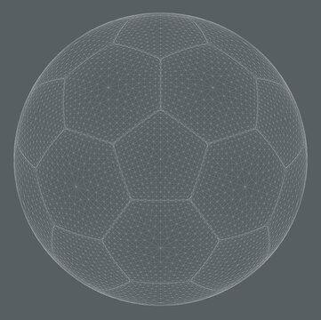 3d Wireframe Of Soccer Ball.