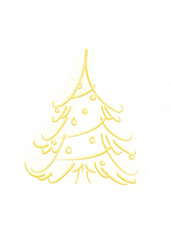golden christmas tree frame without background