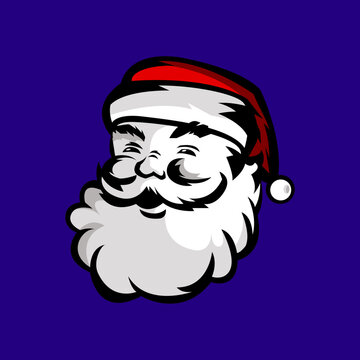 santa claus cartoon, Vector isolated Santa Claus Father Christmas Saint Nicolas head simple and minimalist icon