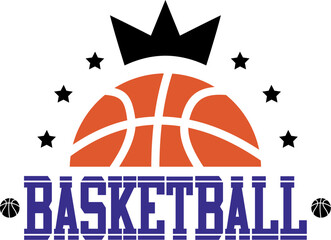 Half Basketball With Crown Vector Logo Design