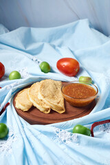 Authentic Mexican quesadillas made with corn tortillas filled with cheese.