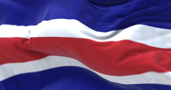 Close-up view of the Costa Rica national civil flag waving in the wind