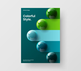 Multicolored company cover design vector concept. Geometric realistic balls corporate brochure layout.