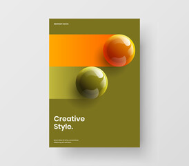 Geometric realistic balls booklet template. Minimalistic annual report design vector illustration.